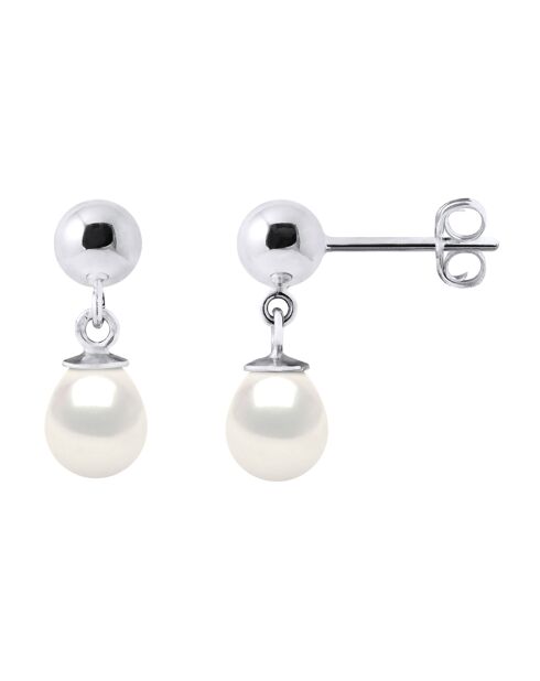 Boucles d'oreilles Magnolia Argent & Perles d'Eau Douce blanc naturel