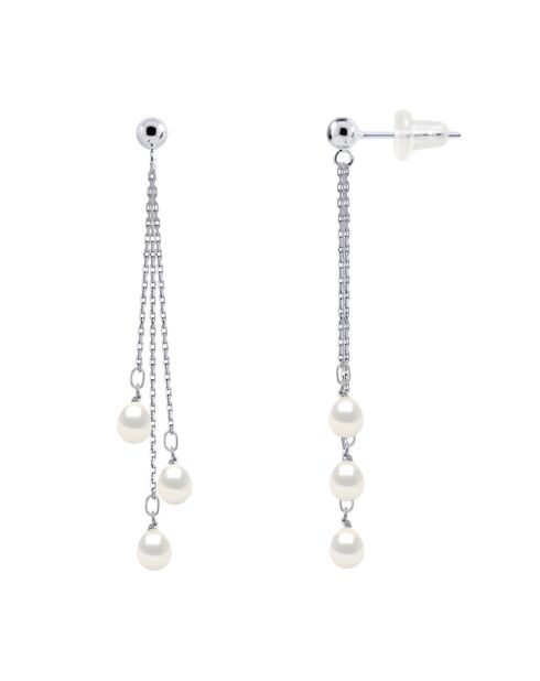 Boucles d'oreilles Pendantes Argent  & Perles d'Eau Douce blanc naturel