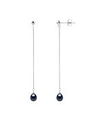Boucles d'oreilles pendantes Argent Perles d'Eau Douce noires