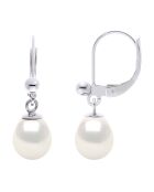 Boucles d'oreilles Poire Argent & Perles d'Eau Douce blanches