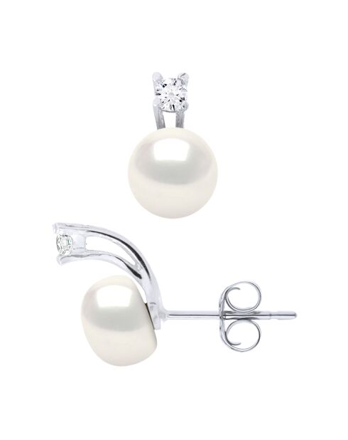 Boucles d'oreilles Caroline Argent & Perles d'Eau Douce blanches