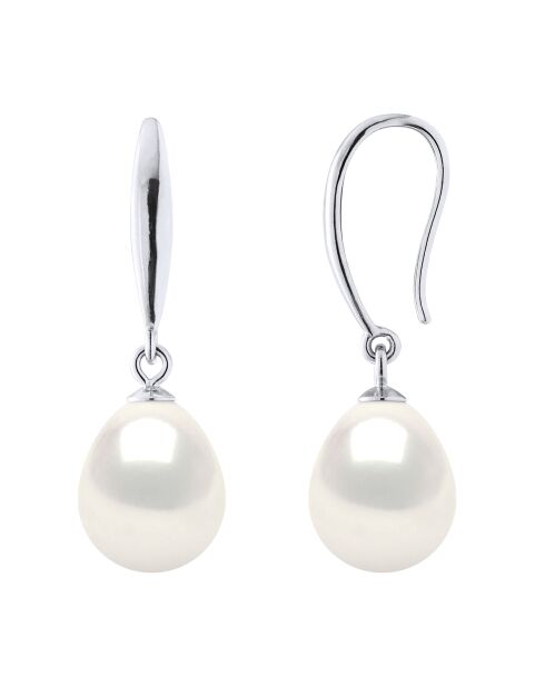 Gekweekte pareloorbellen in zilver en zoet water, witte peren