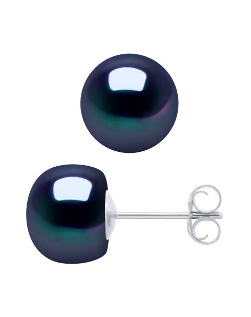 Boucles d'oreilles Argent Georgia & Perles d'Eau Douce noires