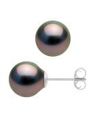 Boucles d'oreilles Tamara Argent & Perles de Tahiti gris/vert