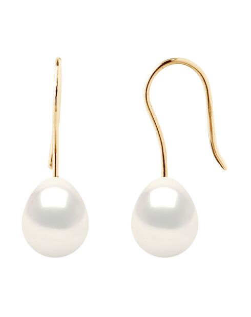 Geelgouden en witte zoetwaterpareloorbellen