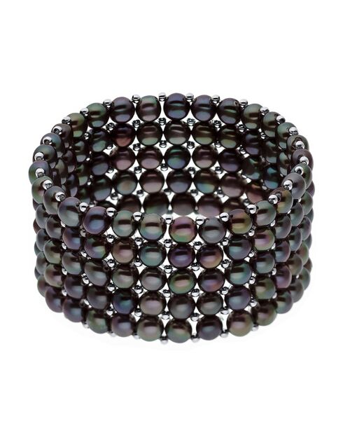 Bracelet Louise 5 rangs Perles d'Eau Douce noires