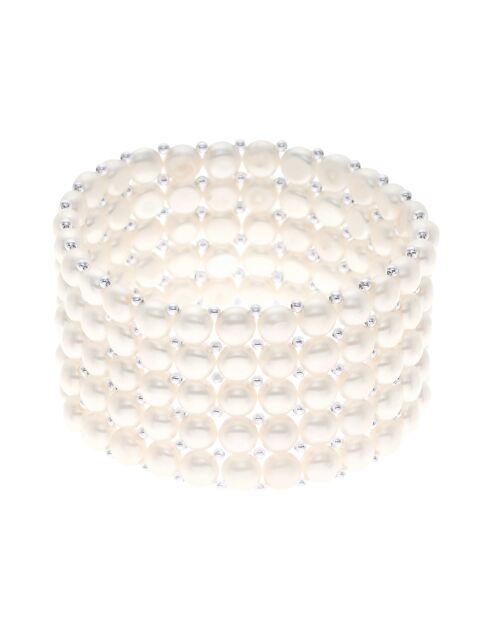Bracelet 5 rangs Perles d'Eau Douce blanches