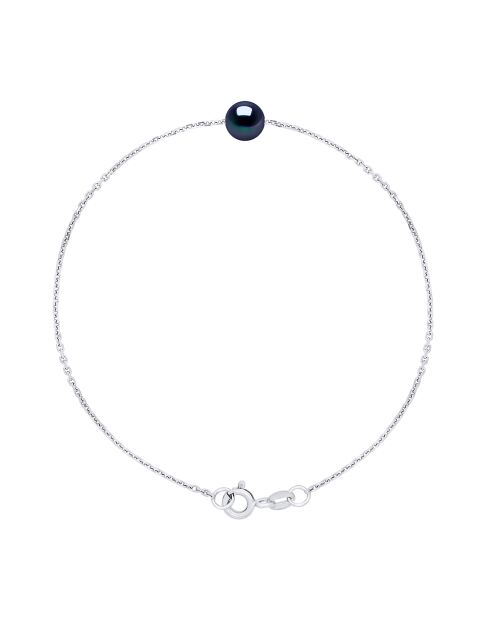 Bracelet en Argent Rhodié & Perle d'Eau Douce noires
