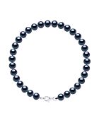 Bracelet Rang Argent Rhodié & Perles d'Eau Douce semi-rondes noires
