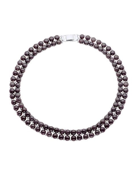 2-reihige schwarze Süßwasserperlenkette