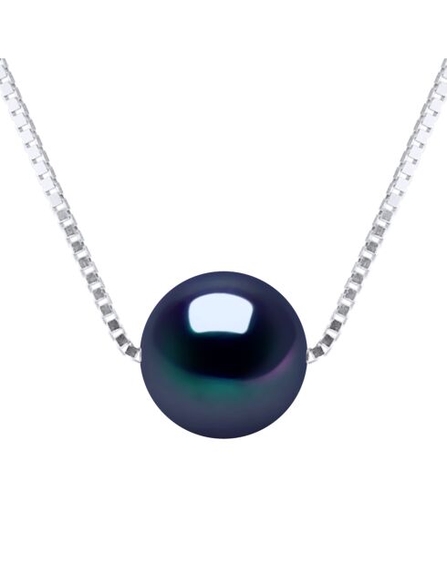 Collier Argent & Perle d'Eau Douce noire