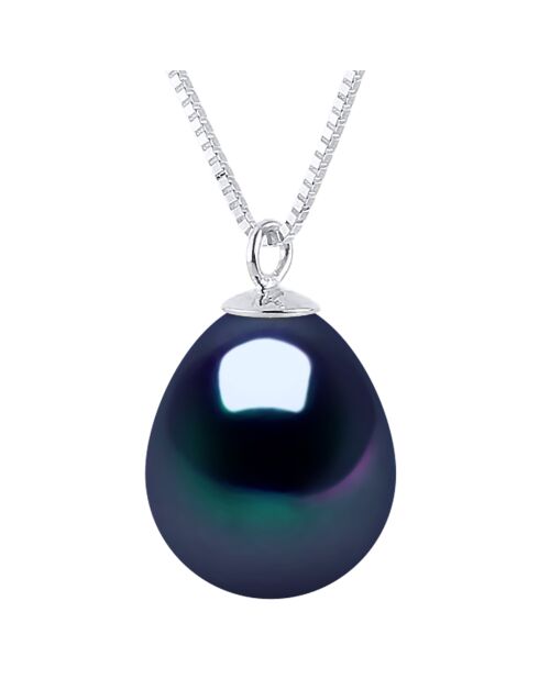 Collier Argent & Perle d'Eau Douce noire