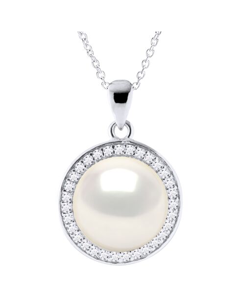 Collier en Argent Rhodié & Perle d'Eau Douce blanc nacre naturel