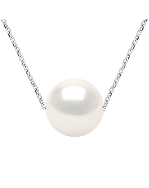 Collier en Argent Rhodié & Perle d'Eau Douce blanc naturel
