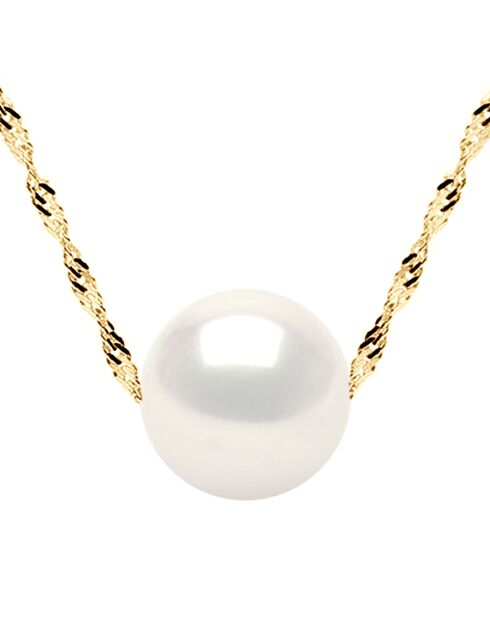 Collier Or Jaune Perle d'Eau Douce blanc naturel