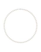 Collier Rang Argent Rhodié & Perles d'Eau Douce semi-rondes blanc nacre naturel