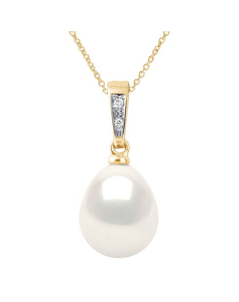 Pendentif & chaîne Or Jaune & Perle d'Eau Douce blanc naturel