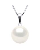 Pendentif & chaîne Or Blanc & Perle d'Eau Douce blanc naturel