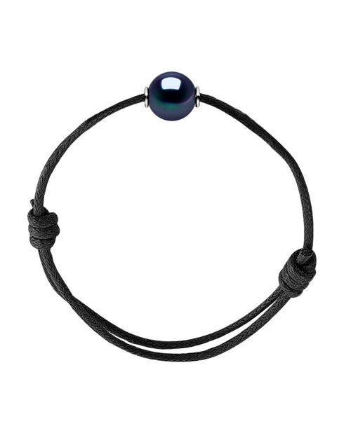 Gliederarmband mit Süßwasserperlen in Silber und Schwarz