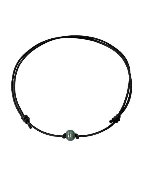 Collier Lien Perle de Tahiti cerclée noire
