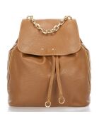 Mochila Carlie de piel coñac - 30x13x32 cm