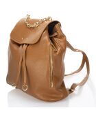 Mochila Carlie de piel coñac - 30x13x32 cm