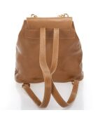 Mochila Carlie de piel coñac - 30x13x32 cm
