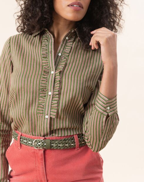 Blouse Banita à rayures  vert/rose
