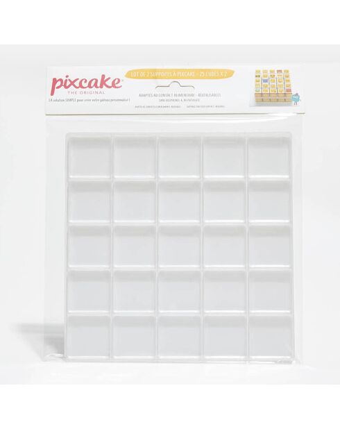 2 Sets de 2 supports carrés à Pixcakes transparent/blanc - 17x17 cm