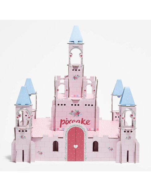 Présentoir à gâteau Château Princesse à monter rose - 32x32 cm