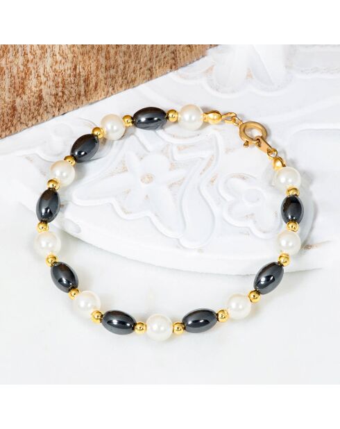 Bracelet Hemapearl noir/blanc
