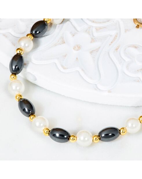 Bracelet Hemapearl noir/blanc