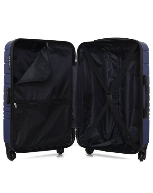 Valise Moyen Séjour 4 roues simples Tigre 65 cm bleu marine