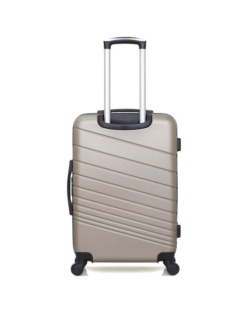 Valise Long Séjour 4 roues simples Tigre 75 cm beige