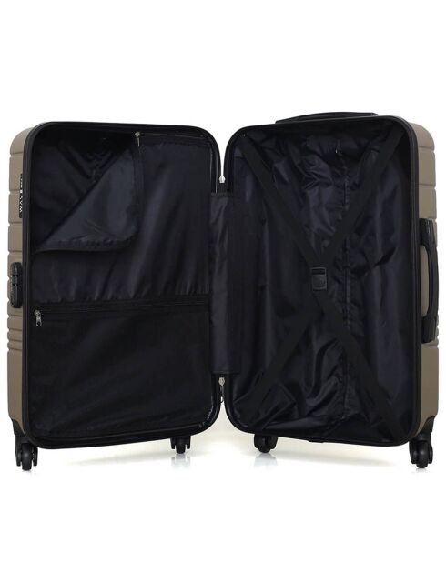 Valise Long Séjour 4 roues simples Tigre 75 cm beige