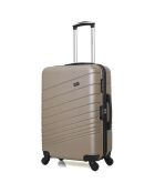 Valise Moyen Séjour 4 roues simples Tigre 65 cm beige