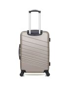 Valise Moyen Séjour 4 roues simples Tigre 65 cm beige