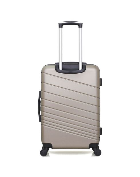Valise Moyen Séjour 4 roues simples Tigre 65 cm beige