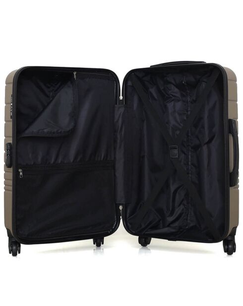 Valise Moyen Séjour 4 roues simples Tigre 65 cm beige