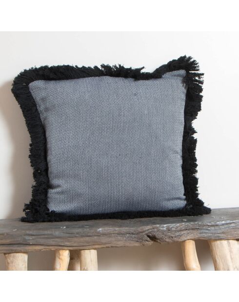 Housse de coussin Comporta bleu jean/noir - 50x50 cm