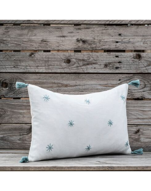 Housse de coussin Constellation brodée aqua - 50x30 cm