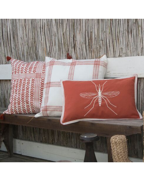 Housse de coussin Madras terracotta - 50x50 cm