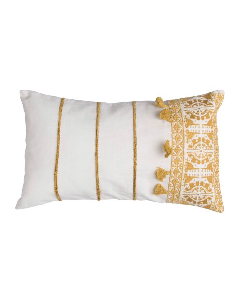 Housse de coussin Neo-Berbère blanc/jaune - 50x30 cm