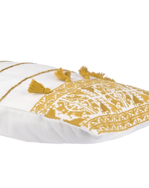 Housse de coussin Neo-Berbère blanc/jaune - 50x30 cm