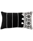 Housse de coussin en Velours néo-berbère brodée noire - 50x30 cm