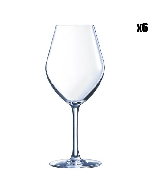 6 Verres à pied Lys transparents - 35 cl