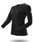 Zwart T-shirt met lange mouwen van 100% merinowol