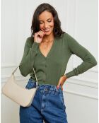 Gilet en Cachemire mélangé Yasmine kaki