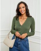 Gilet en Cachemire mélangé Yasmine kaki