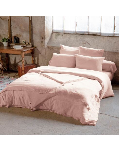 Taie d'oreiller  Gaze de Coton Gaïa rose
